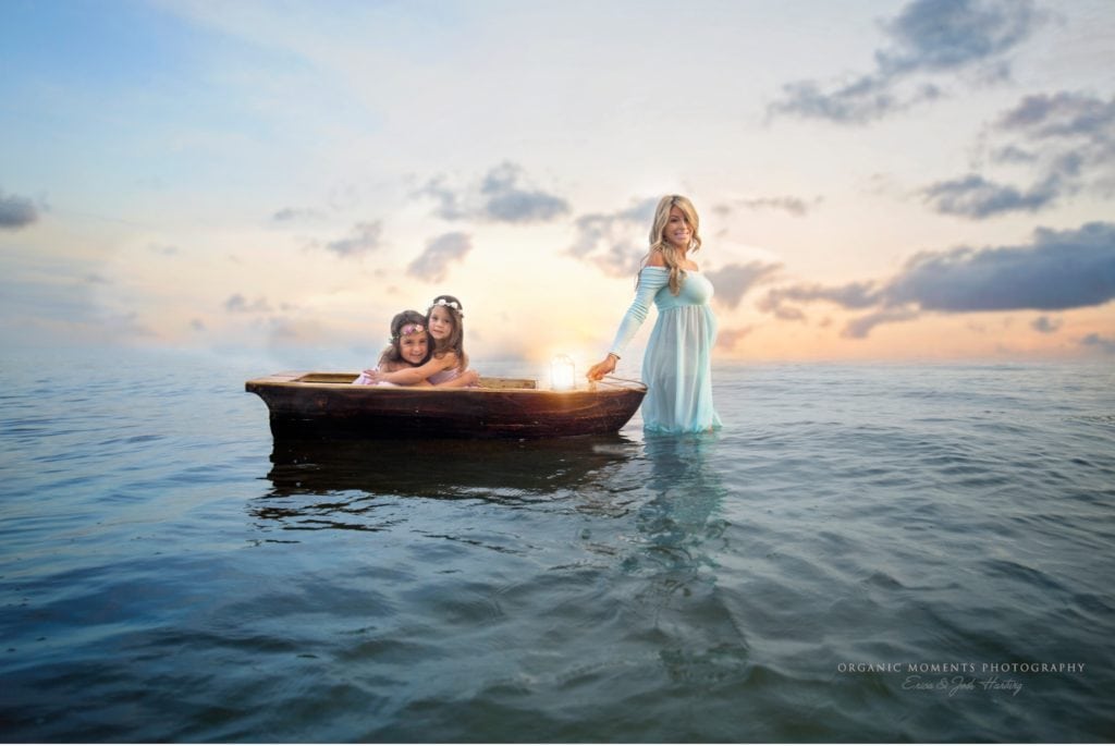 Maternity Photography ocean two girls boat