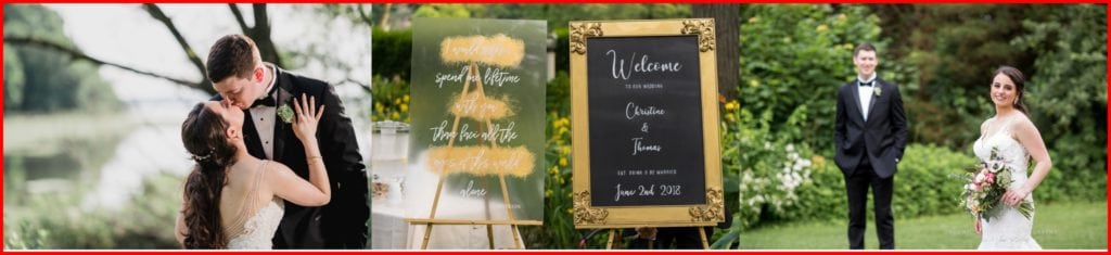 bride groom signs 